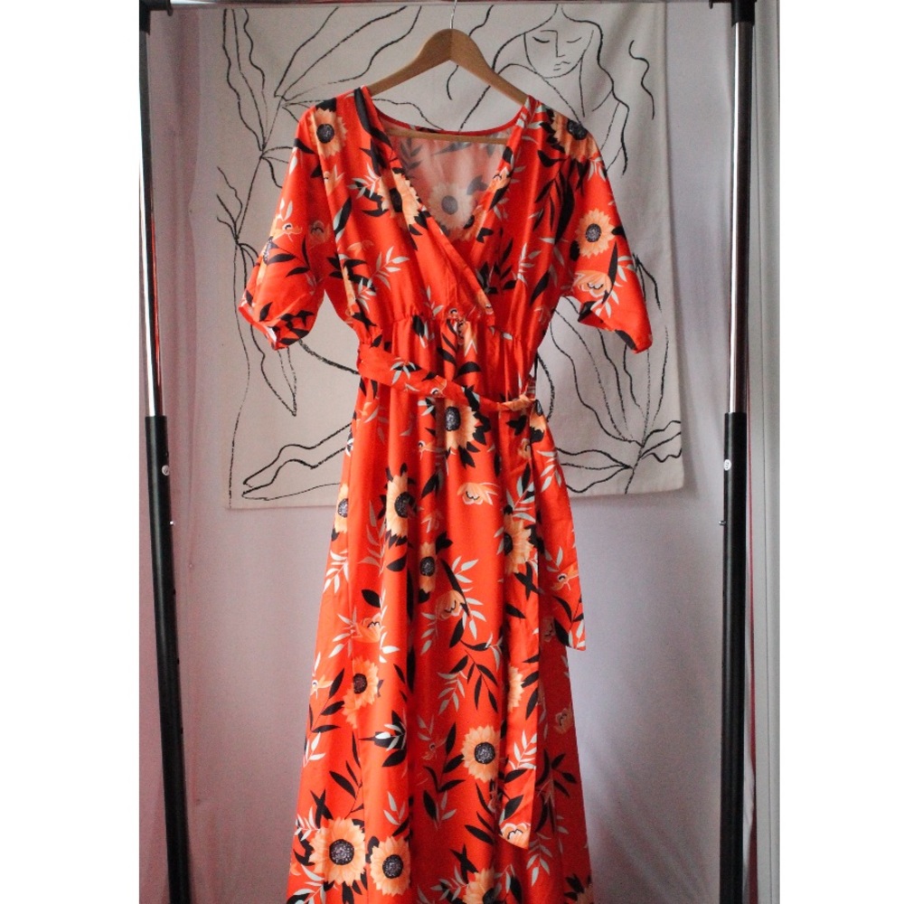 Floral Wrap Maxi Dress. NWOT.